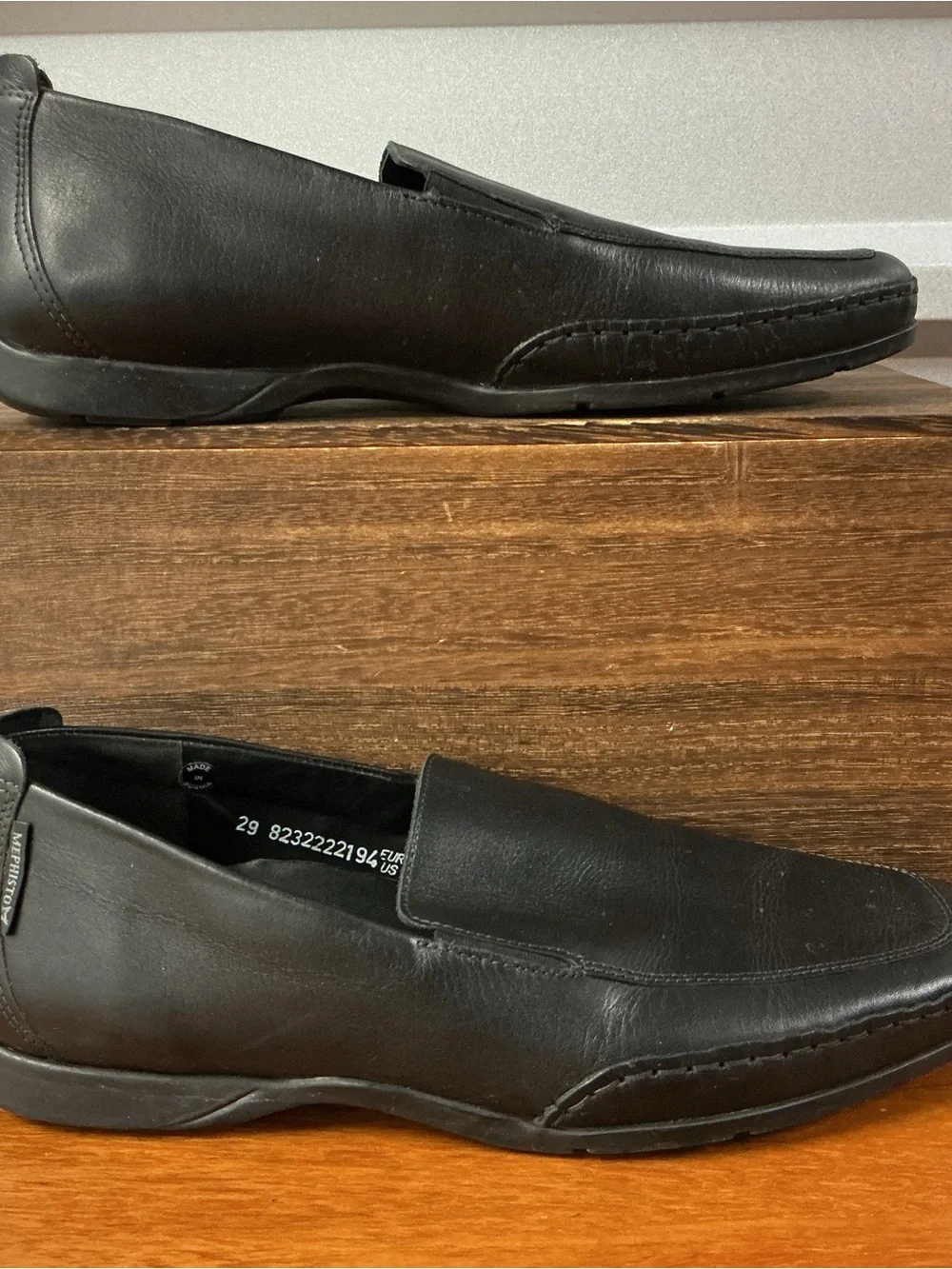 Mephisto Men Edlef Black Leather Casual Dress Slip On Loafer Size 10.5